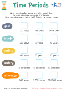 Time Periods Worksheet: Free Printable for Kids